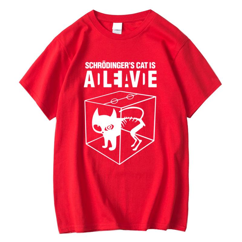 Schrödinger Cat Print T-Shirt Men's Women's Summer Cotton Casual Comfortable T-Shirt Casual Life Big Bang Short Sleeve