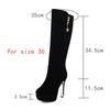 Women's High Red Boots Platform Heeled Knee High Long Boot Flock Black Large Size 45 48 Footwear Warm Shoes 2025 Winter Ladies