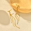 Fashion Luxury Long Tassel Earrings for Women, Stainless Steel Gold Plated Drop Earrings, Simple Party Statement Jewelry