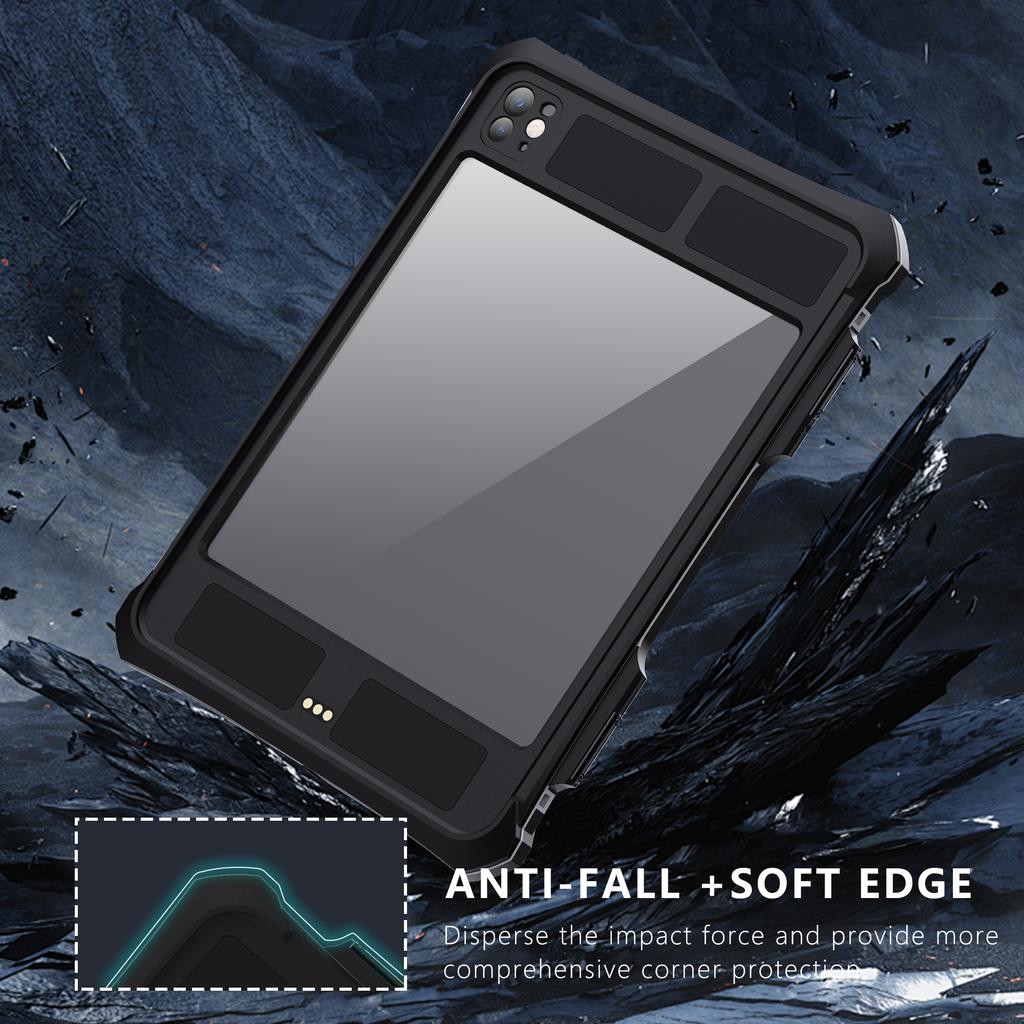 SHELLBOX Für iPad Pro 11 (2024) Wasserdichtes Gehäuse IP68 Unterwasser-Schutzhülle für stoßfestes Tablet