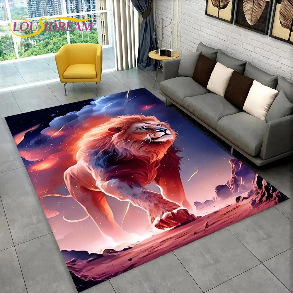Novo tapete grande de área de animal de leão de sonho 3D, tapete de carpete para sala de estar, quarto, sofá, capacho de decoração, tapete de chão antiderrapante para brincadeira de criança
