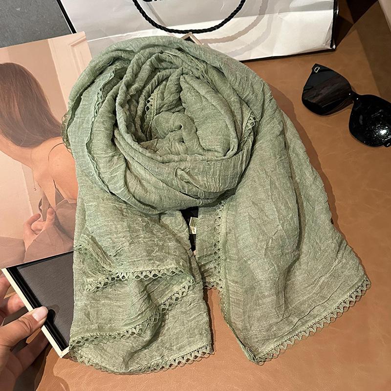 Scarf female autumn and winter new student small fresh literary solid color silk scarf multi-functional warm shawl scarf