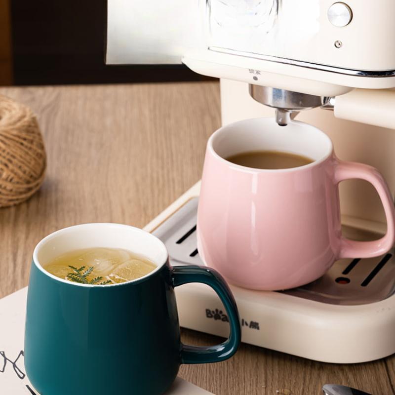 Mug with Lid and Spoon Set Coffee Mug Office Home Ceramic Belly Capacity Men's Drinking Cup Girls