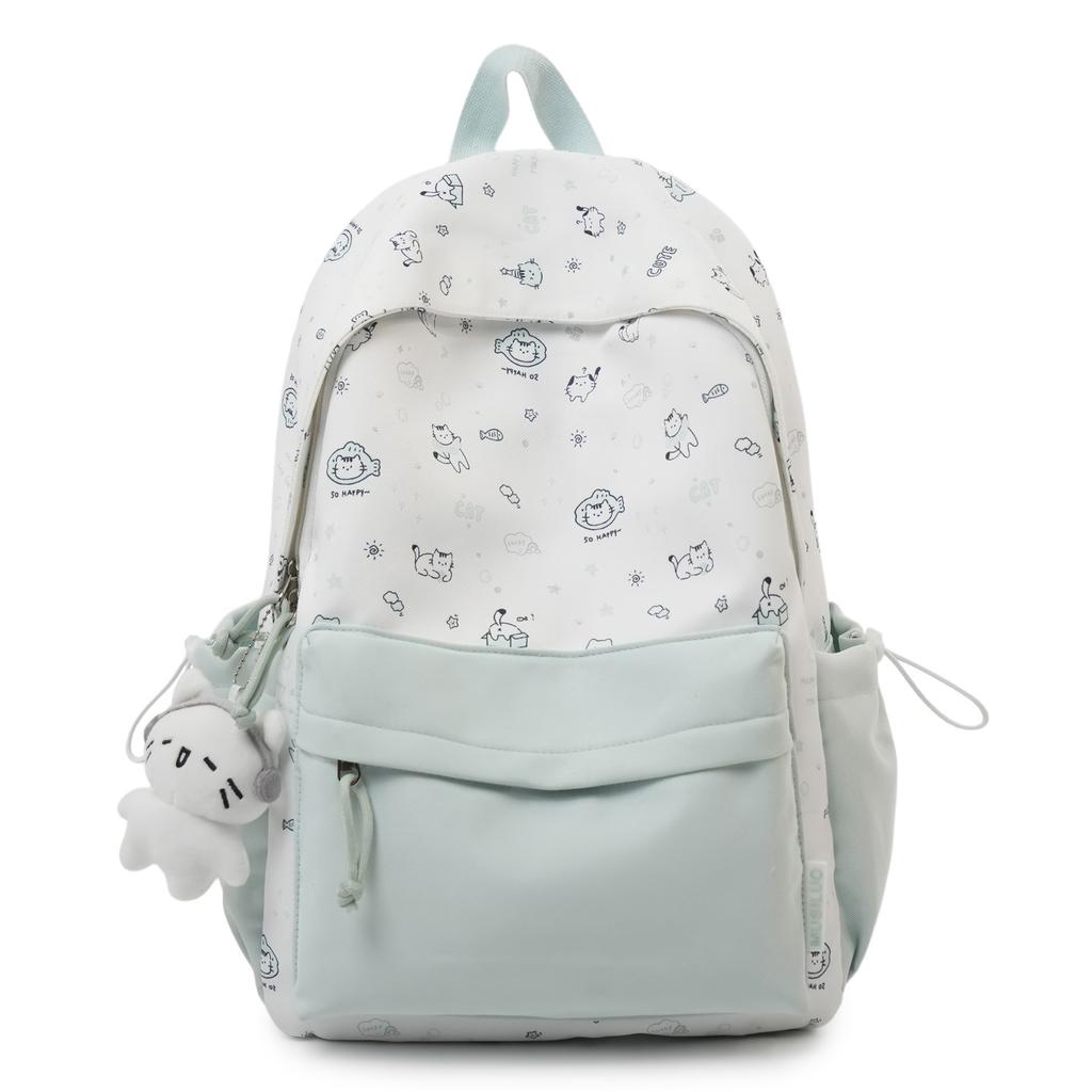 Schoolbag Japanese isn't cute cat printed student backpack niche high value color matching large capacity schoolbag small backpack