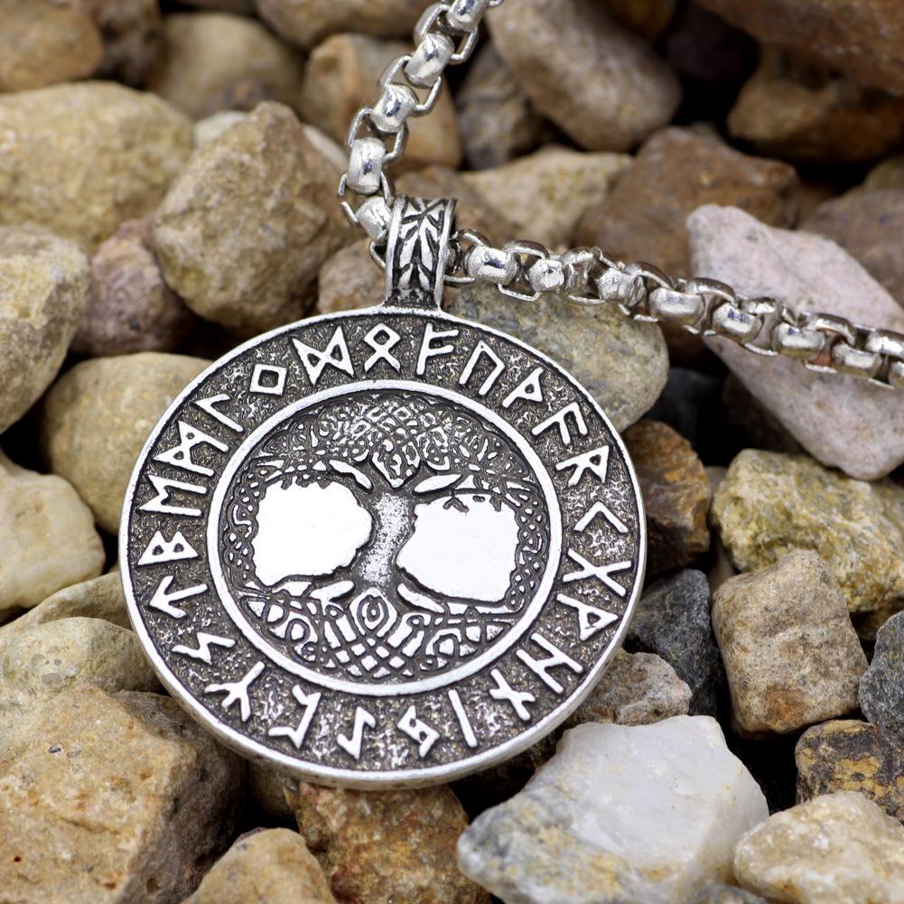 Men Viking Tree Of Life Pendant Necklace Retro Norse Mythology Jewelry Accessory For Male Fashion Gift