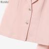 ZANZEA Blusa a Maniche Corte da Donna e Gonne Lunghe Casual Set Completi Due Pezzi