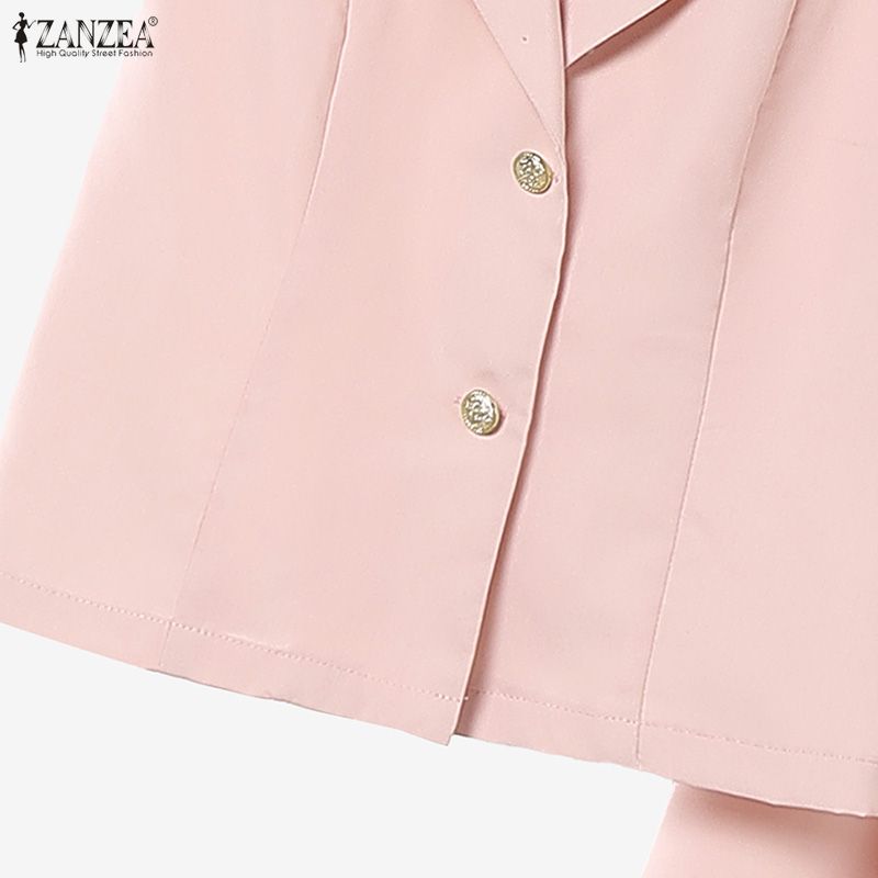 ZANZEA Blusa a Maniche Corte da Donna e Gonne Lunghe Casual Set Completi Due Pezzi