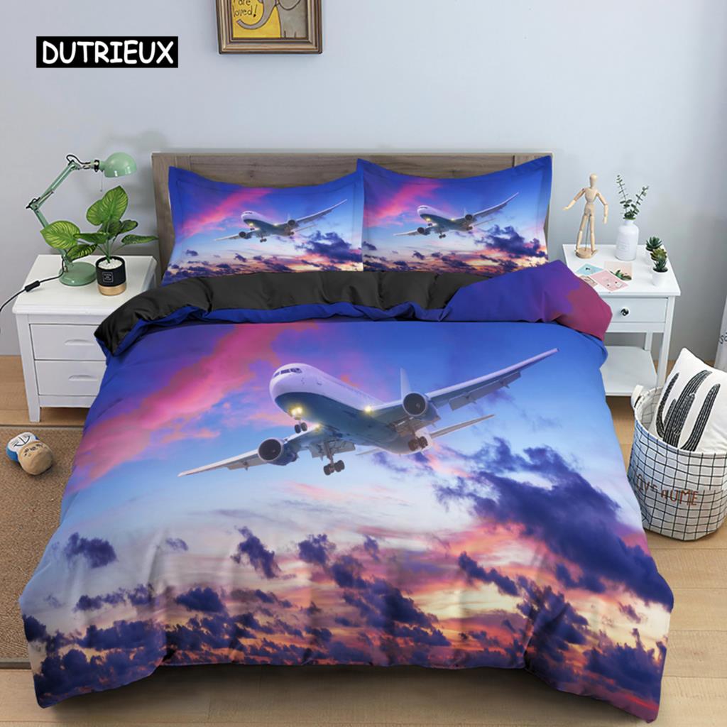 3D Airplane Printed Bedding Set Kids Adult 2/3pcs Duvet Cover with Pillowcase Comforter Bedding Quilt Cover Luxury Bedding Set