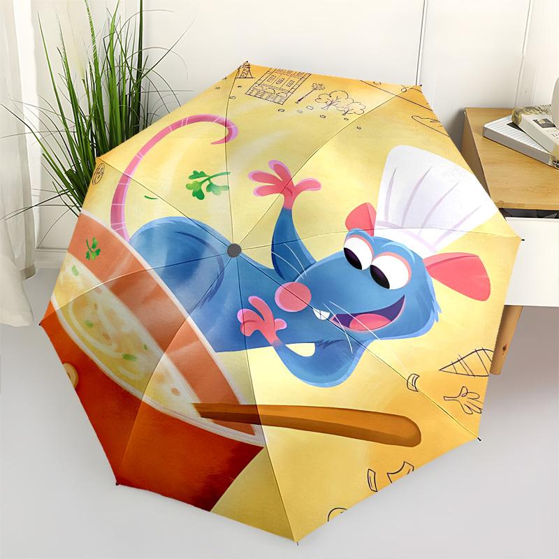 

Ratatouille Themed Automatic Opening and Closing Umbrella, Brightly Colored 8-rib Portable Umbrella, Suitable for Men and Women, A Perfect Gift for Ch