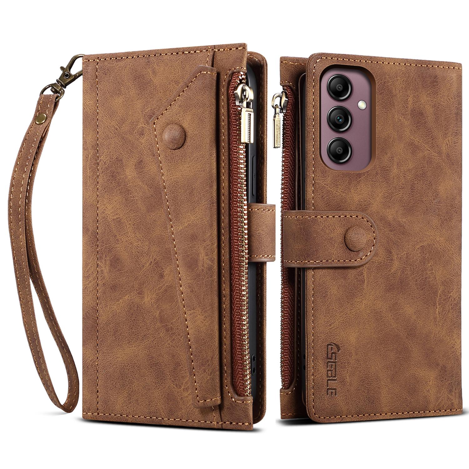 

ESEBLE Star Series For Samsung Galaxy M15 5G/F15 5G Phone Case PU Leather+TPU Cover with Wallet Stand Brown