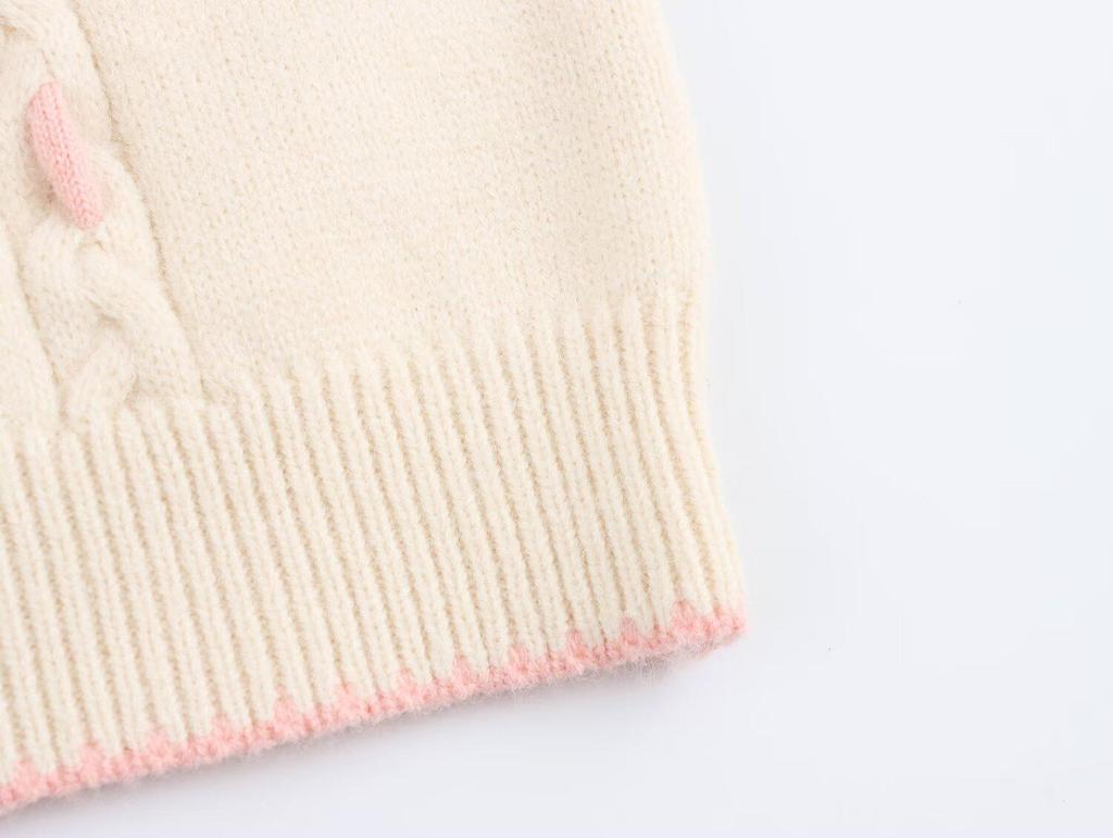 2025 Spring Women's Floral Color Block Crochet Knit Cardigan with Round Neck