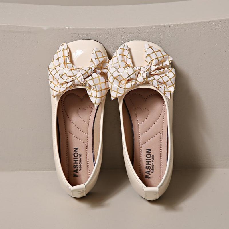 Fashion Flat Shoes Slip-on Spring and Summer Elegant and Comfortable Women's Shoes Large Size Bow Tie Barefoot Woman Coonfort Boat