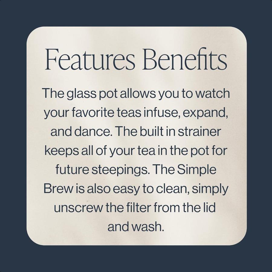 Simple Brew Teapot For 12oz Loose Tea Preparation Builtin Strainer Everyday Teaware Easy to Clean Borosilicate Glass Enjoy Hot
