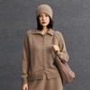 Women's Thick Cashmere Sweater with Large Lapel and Buttons - Autumn/Winter 2026 Versatile Base Layer Knit Outerwear
