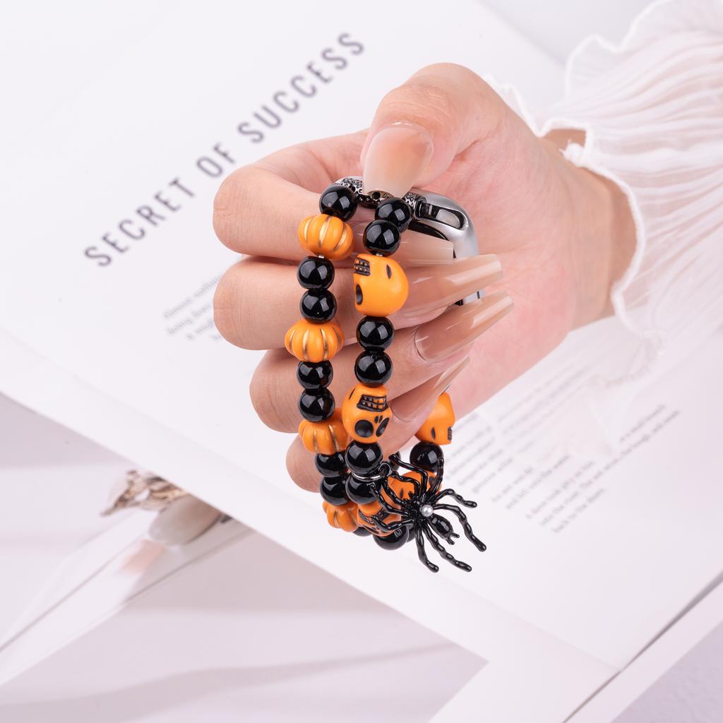 Halloween Spider/Bat Beaded Strap for Apple Watch 10 46mm/Ultra 2/Ultra 49mm/9 8 7 45mm/SE (2023) SE (2022) SE 6 5 4 44mm/3 2 1 42mm