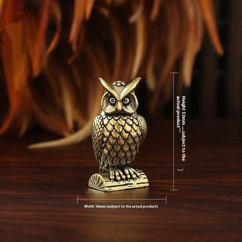 1Pcs Handmade Boho Decor Owl Brass Ornament Creative Figurine Small Desk Decoration Unique Gift For Home