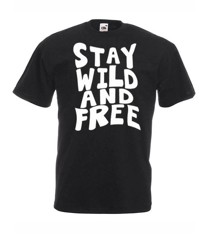 Unisex Black Stay Wild and Free Inspirational Human Nature Quote T-Shirt M