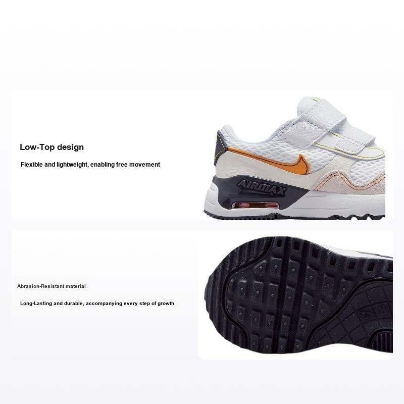 Nike Air Max Systm Durable Low-Top Walking Shoes Baby Shoes White Orange DQ0286-109