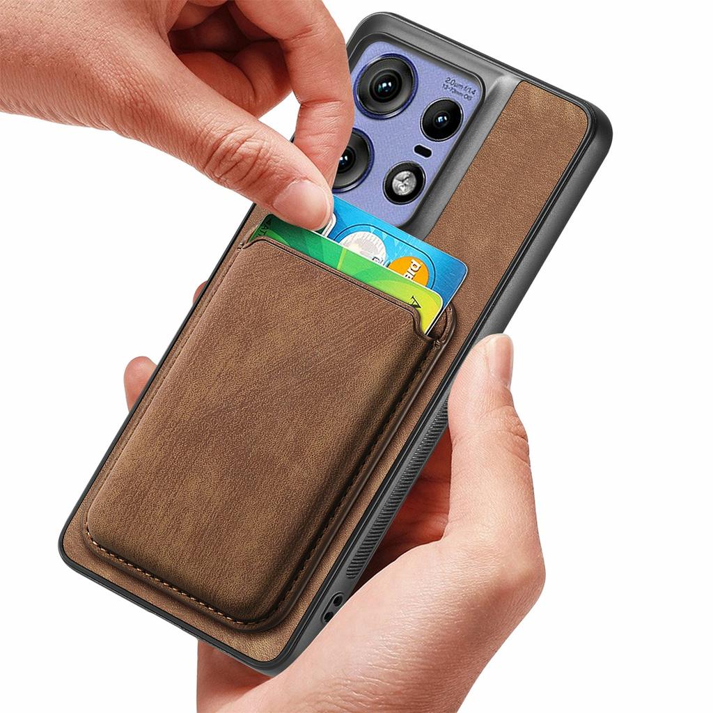 For Motorola Edge 50 Pro 5G Case Compatible with MagSafe Leather Back Cover with Detachable Card Holder