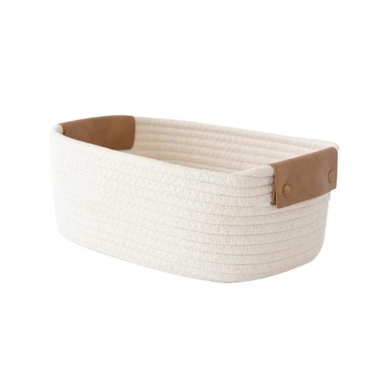 

Хлопковая веревочная корзина Корзина для хранения с ручками Настольный органайзер Плетеная корзина для одежды Полотенца Игрушки Косметика Книга Использование в детской спальне S бежевый