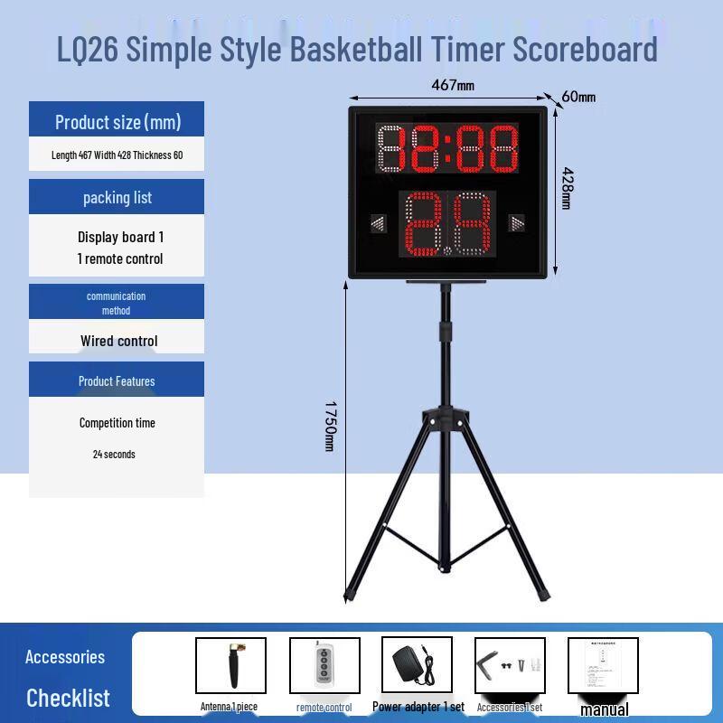 Zhanyu Basketball Electronic Scoreboard with Countdown and 24-Second Shot Clock