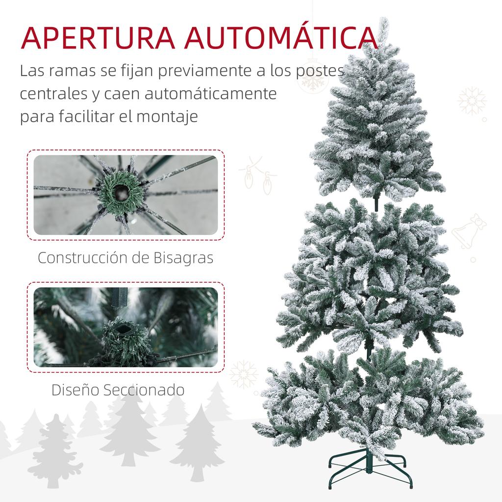 Snowy Artificial Christmas Tree 180 cm with 796 Branches and Metal Stand Snowy Christmas Tree for Indoor Green