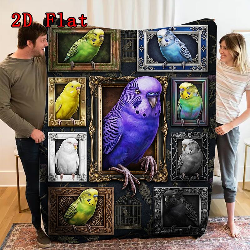 Parrot Collection 2D Flat Pattern Flannel Blanket, High Quality All Seasons, Home Decor, Warmth and Comfort, Perfect for Christmas Gifts.