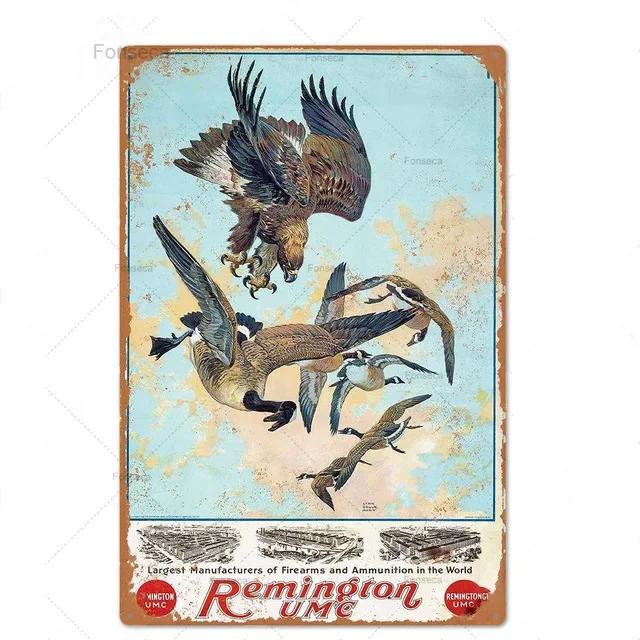 Hunting Tin Sign Plaque Metal Vintage Retro Metal Sign Wall Decor for Man Cave Gun Shop Decorative Metal Plate Hunter Gift