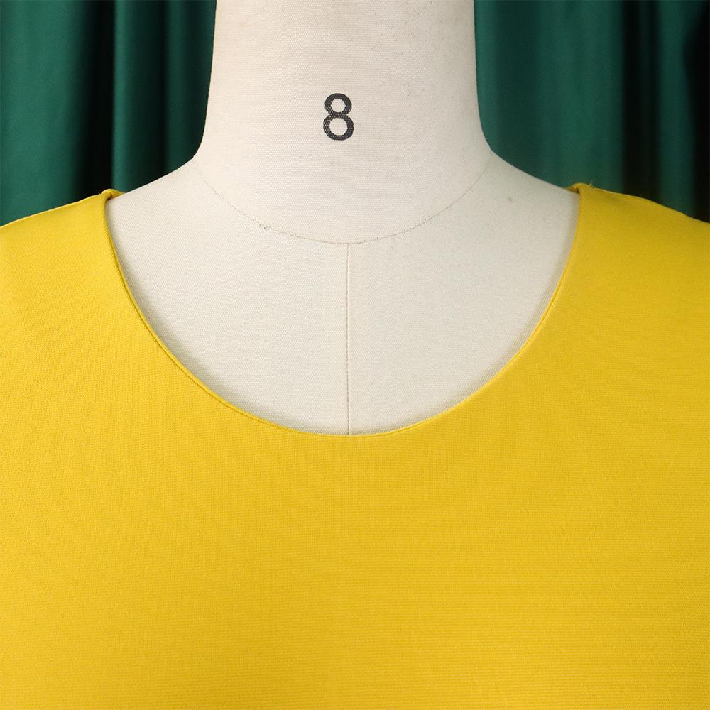 JKASHDK Damenmode Sommer Frühling Einfarbiger Druck Plus Size Kurzarm V-Ausschnitt Mittlere Taille Freizeitkleider