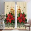 2pcs,2D Plane Printing Minimalist Curtains Christmas Candles Poinsettia Stars (2) Versatile Fabric (without Rod) Gifts for