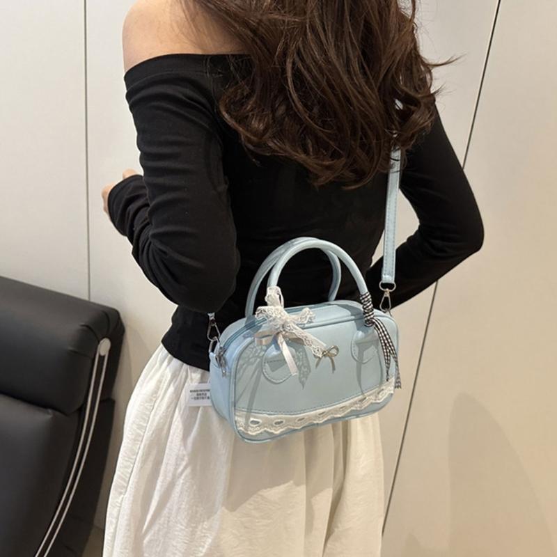 Leather Satchel Handbags for Women Toted Shoulder Bag Sweet Bows Crossbody Bag Purse Top Handle Bag with Removable Strap