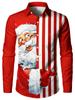 Men's Funny Santa Claus Graphics Christmas Long Sleeve Shirt Button Up Shirt Funny Outdoor Holiday Turndown shirts