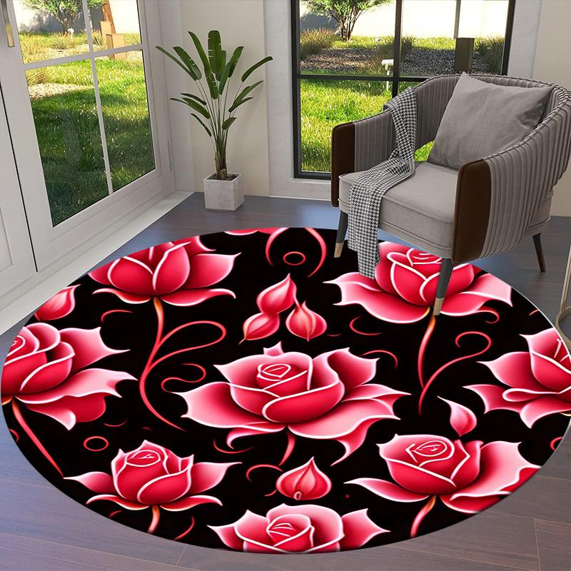 1pc Office Carpet Chair Mats Pink Roses Floral Pattern Perfect for Decorating Office Chairs, Living Rooms, Or Bedrooms