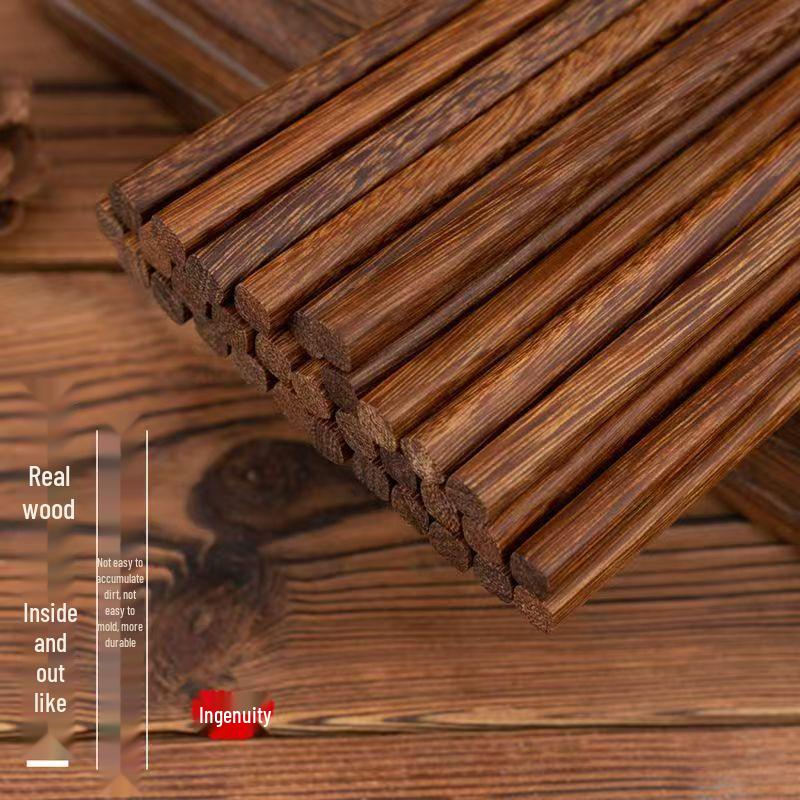 High-Grade Chicken Wing Wood Chopsticks: Antibacterial, Mildew-Proof, Non-Slip, Paint-Free, Wax-Free, High-Temp Resistant, Ideal for Home Use. 5 Pairs Chicken Wing Wood Chopsticks