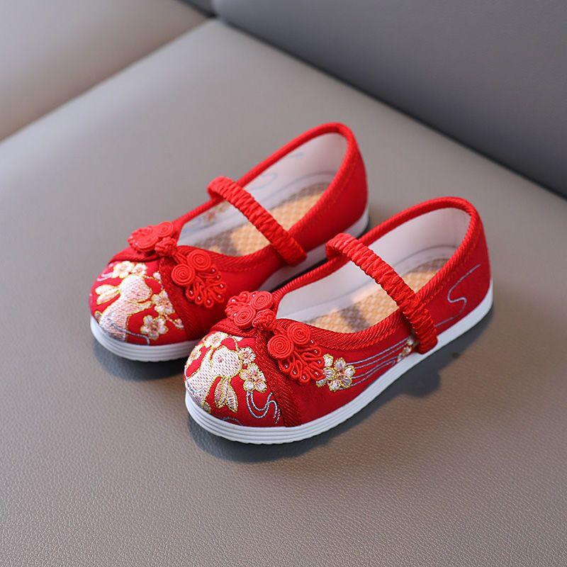 New girls embroidered shoes children's ancient shoes baby handmade cloth shoes Hanfu shoes performance shoes