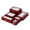 Red Sandalwood Clock & Watch Painted Wooden Box - Double-Layer 2-Position Jewelry & Watch Storage Box