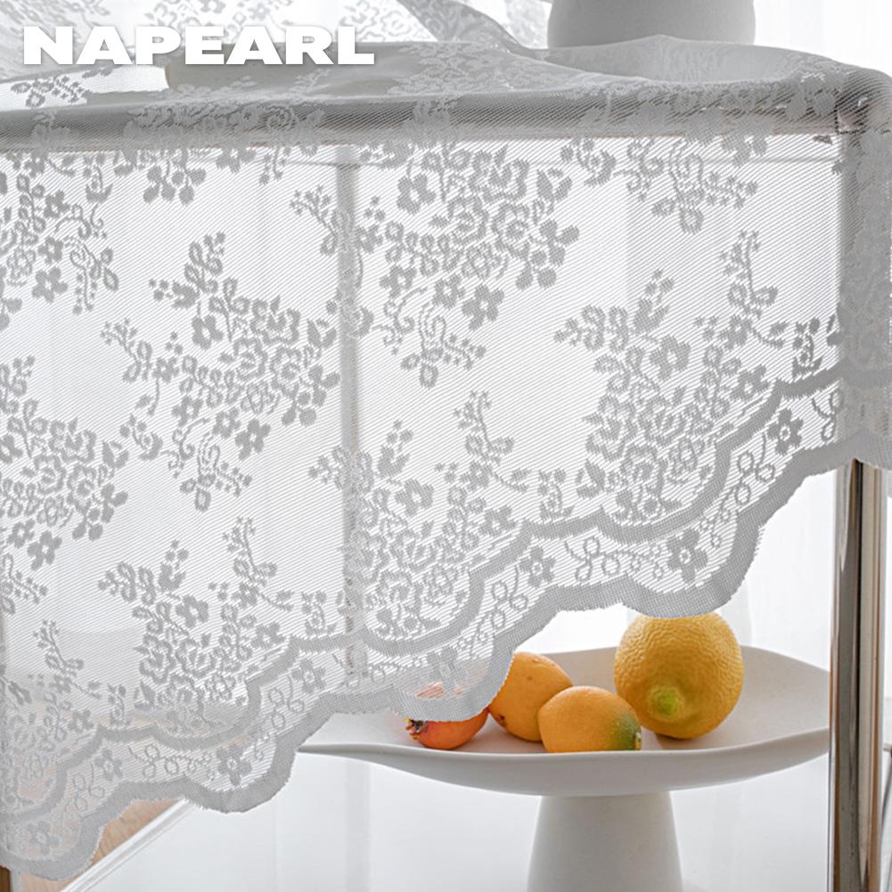 1PC NAPEARL Blanc Dentelle Tricoté Petit Rideau En Mousseline De Soie Florale pour Salon Chambre Balcon Décoration De La Maison