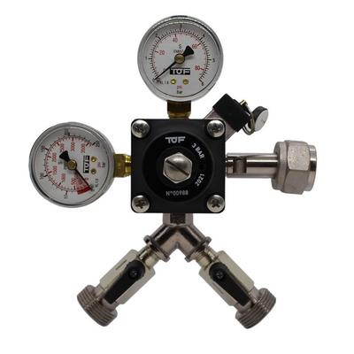 Druckminderer - ICH-ZAPFE.DE - 2-leitig CO2 - 3bar - Manometer Metall - Absperrhahn