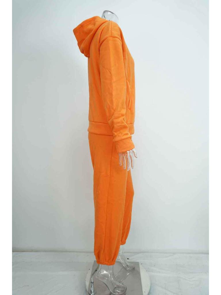 2026 Spring Women's European & American Solid Color Hoodie Sweatshirt & Long Pants Casual Streetwear Two-piece Set