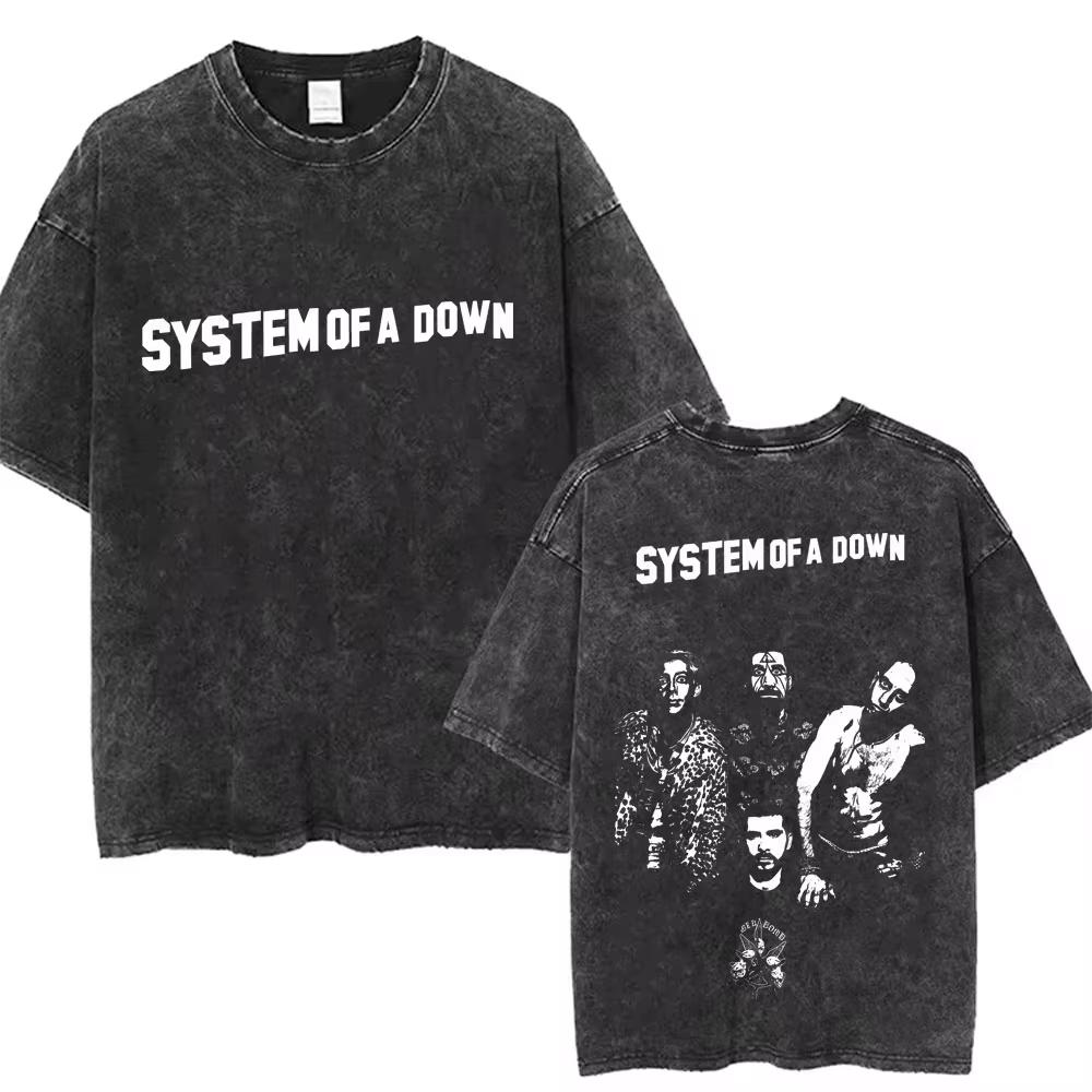 Vintage Washed System of A Down Toxicity Album Graphic T-shirt Unisex Rock Oversized Streetwear Short Sleeve Soft Cotton Breathable Tee Tops