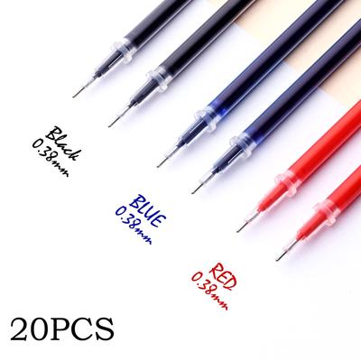 0,38 mm 20 Stück/Beutel Gelschreiber-Nachfüllung, Büro, Unterschriftenstäbe, Rot, Blau, Schwarz, Tinte, Nachfüllung, Büro, Schule