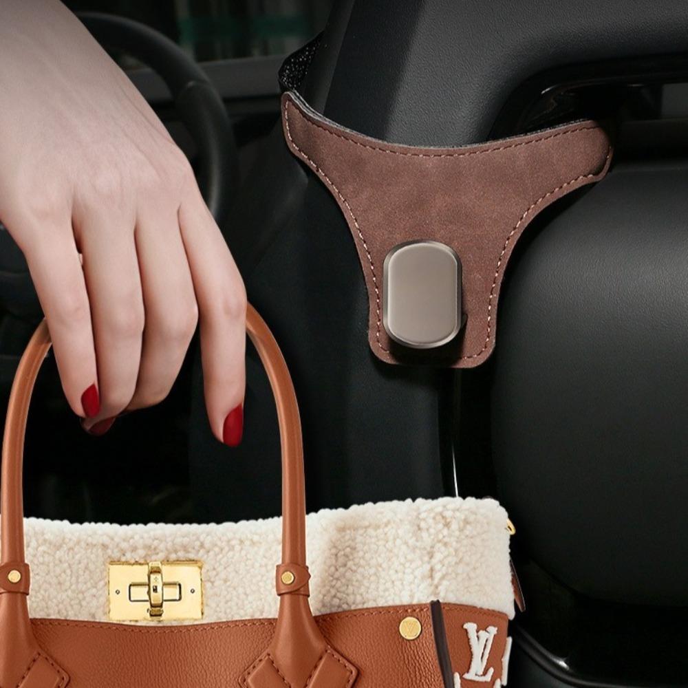 2Pcs Hanging Car seat back hooks Flip Fur Leather Car Hook Auto Headrest Hanger  Auto Interior