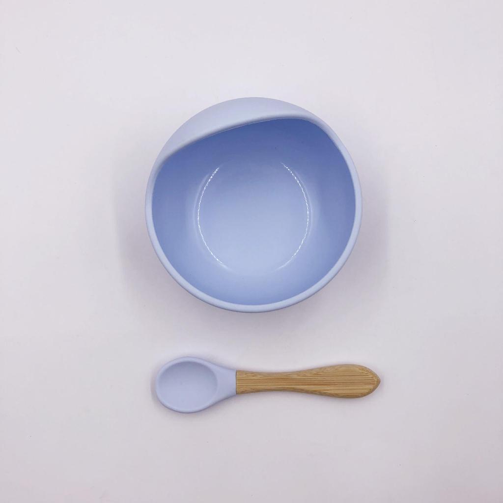 In-Stock Silicone Feeding Set for Infants and Toddlers: Suction Cup Bowl & Spoon
