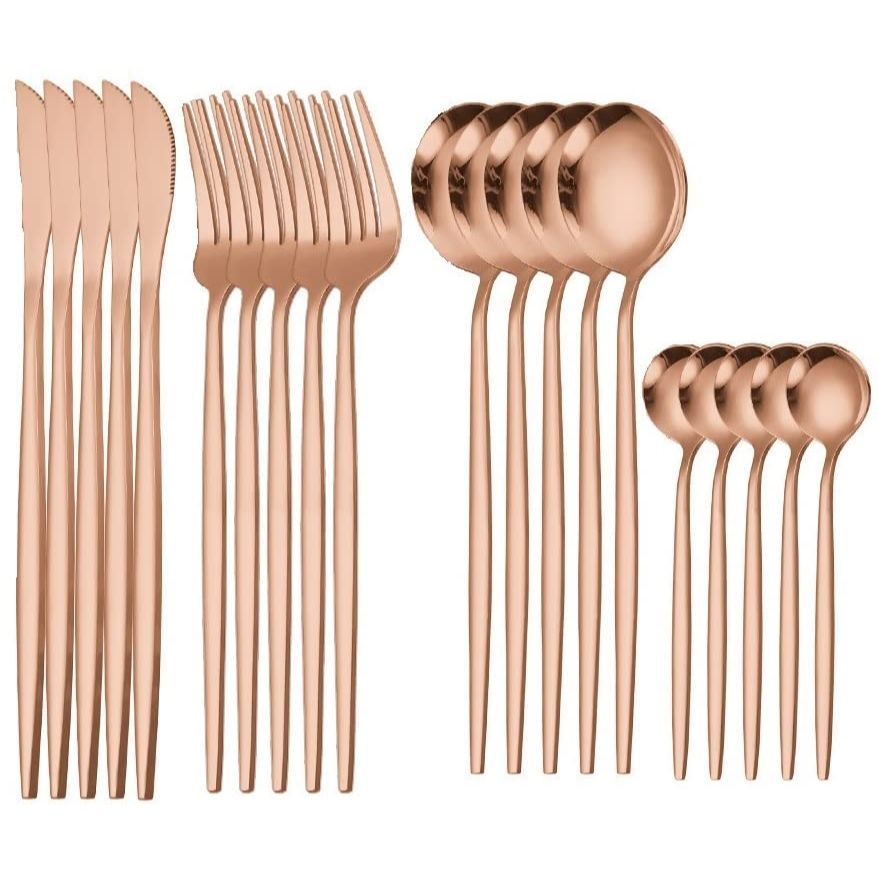 

Набор столовых приборов из нержавеющей стали с зеркальной полировкой, покрытый розовым золотом, медный набор столового серебра, набор столовых приборов цвета розового золота