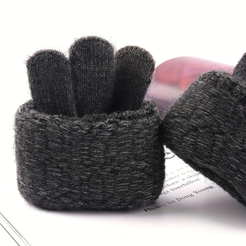 Knitted Gloves Unisex Warm Windproof Touchscreen Gloves Washable Anti-Slip Winter Full Finger Cycling Hiking Running Gloves