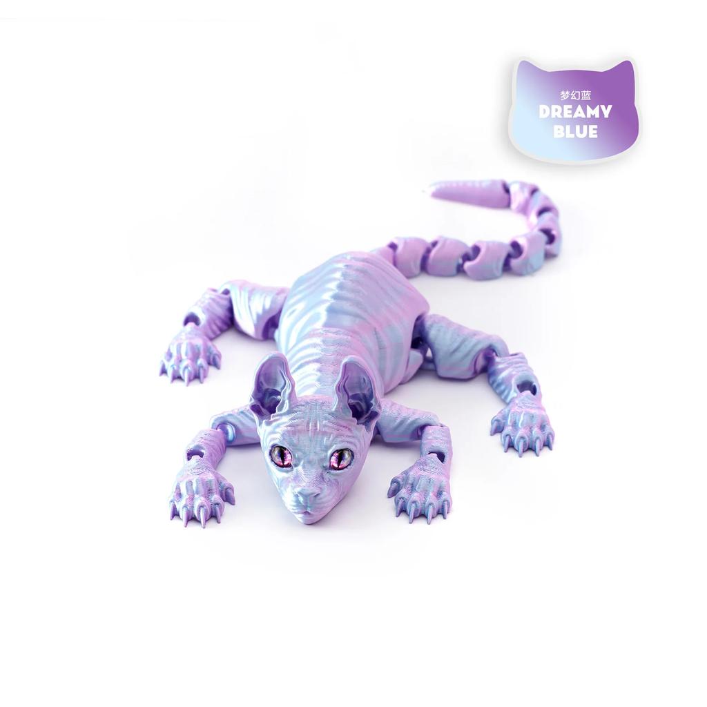 3D Printed Sphynx Cat Fidget Toys Realistic Hairless Figurine Articulated Cat Funny Toy for Cats Lover Collector Home Decoration