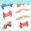 Kids Wood Railway Bridge Toy Set With Compatible Train Tracks And Car Accessories