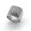 Titanstahl Diamantbesetzter Herren Hip Hop Quadratischer Ring