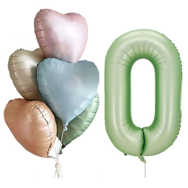 6Pcs Cream Color Number Balloon Set Beige Caramel Number 0-9 Balloon Foil Helium Ball Birthday Wedding Party Decoration