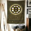 Name Custom Boston Bruins Logo Wall Tapestry Aesthetic Wall Hanging Printed Fabric Blanket Decorative Tapestries for Bedroom Living Room Home Decor